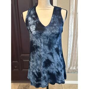 Blue Tie Dye Vneck Tank Top